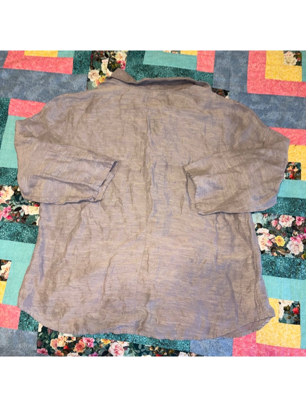 J.Jill $110 Woman’s L 60% Silk 40% Linen Blend Lavender Button-Up Shirt - Picture 4 of 8